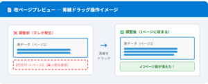 改ページプレビュー — 青線ドラッグ操作イメージ