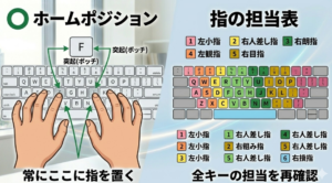 キーボードに手を置くときの正しい位置のイメージ画像