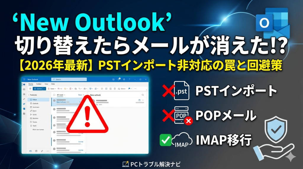 新しいOutlookのPSTインポートできない原因と移行の回避策【2026】 | 仕事PC即解決ラボ