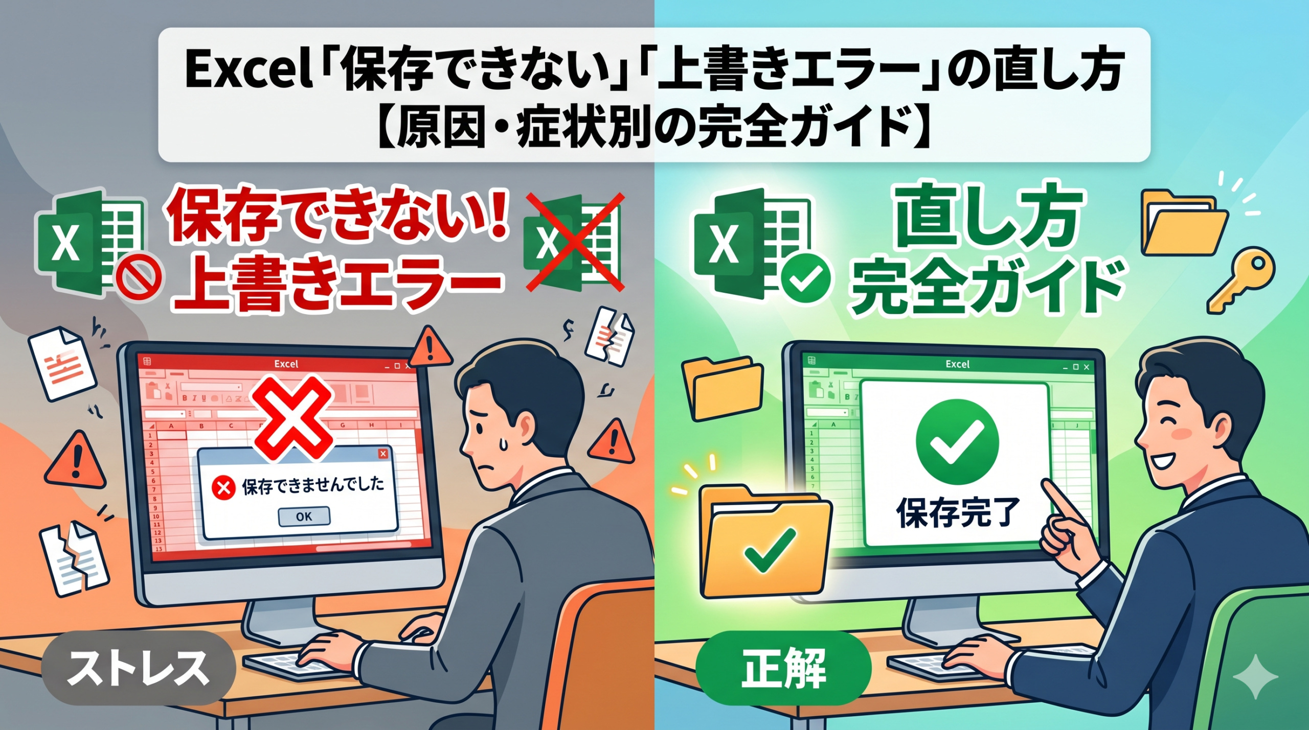 Excel「保存できない」「上書きエラー」の直し方【原因・症状別の完全ガイド】