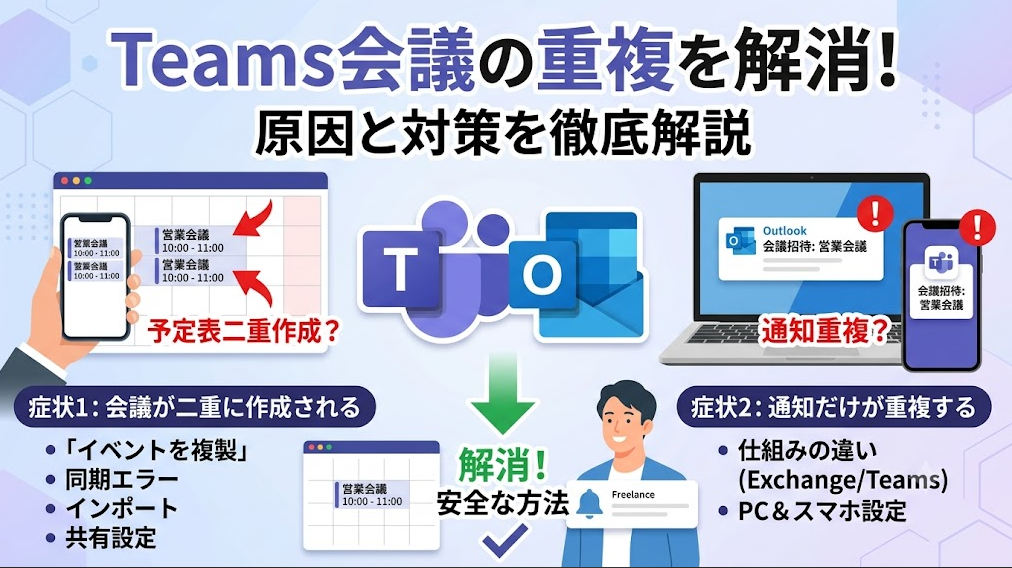 OutlookとTeamsで会議が重複して表示される・通知が2回届くトラブルの解決手順